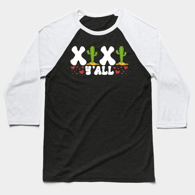 XOXO Y'all Cactus Valentines Day 2023 Baseball T-Shirt by mcoshop